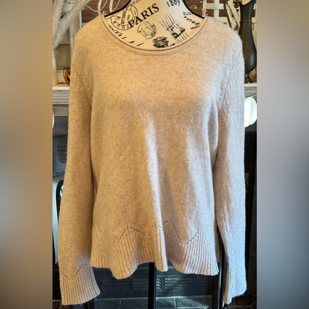 Woolrich Wool Cashmere Blend Sweater Tan Women’s Large Luxury Old Money Neutral